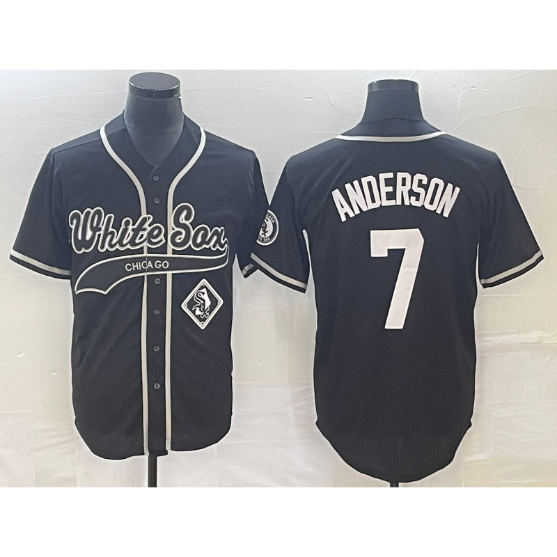 Chicago White Sox #7 Tim Anderson Black CONTON Cool Base Stitched Jersey 2