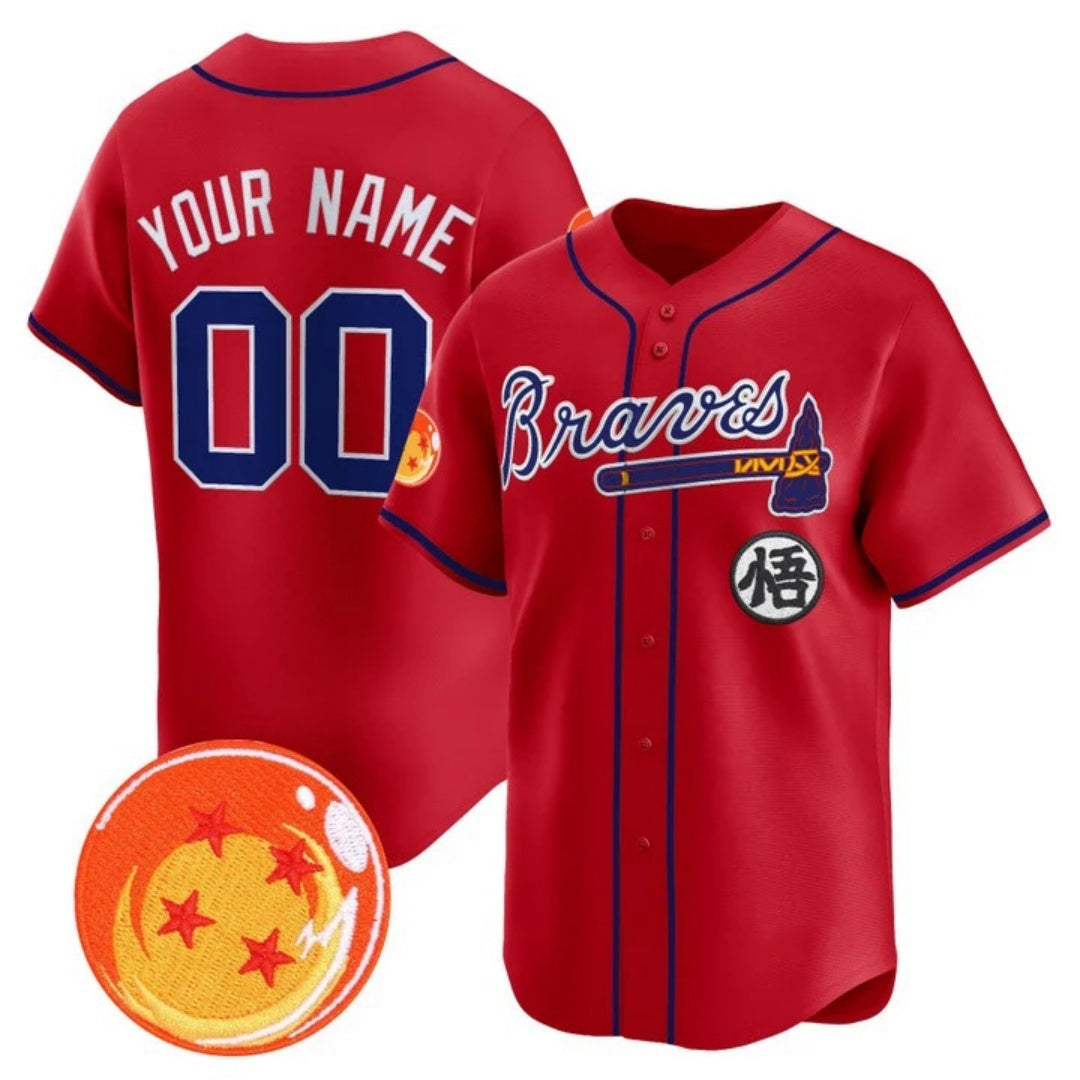 Custom Atlanta Braves x Dragon Ball Red CONTON Vapor Premier Limited Jersey - All Stitched