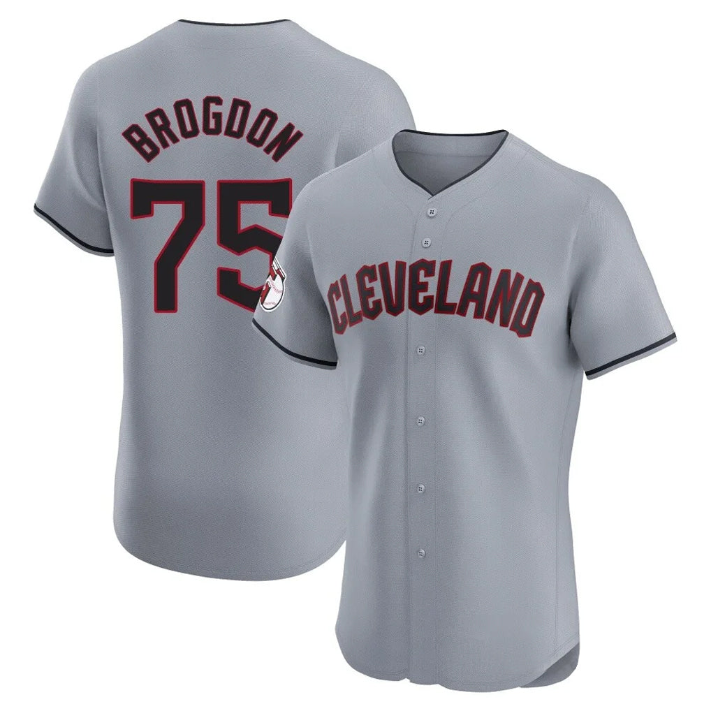Cleveland Guardians #75 Connor Brogdon Player Gray CONTON Road Limited Elite Home Stitched Jerseys