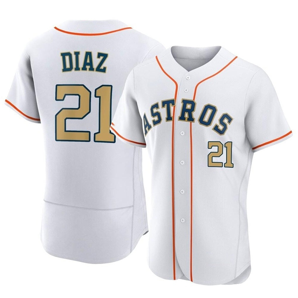 Houston Astros #21 Yainer Diaz Player Gold CONTON Collection Limited Elite Home Stitched Jerseys