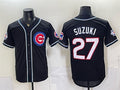 Chicago Cubs #27 Seiya Suzuki 150th Anniversary Black CONTON Out Style Vapor Premier Limited Stitched Jersey