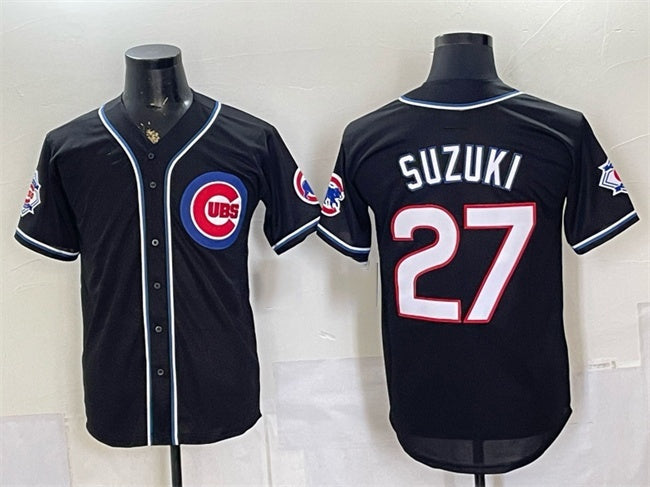 Chicago Cubs #27 Seiya Suzuki 150th Anniversary Black CONTON Out Style Vapor Premier Limited Stitched Jersey