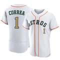 Houston Astros #1 Carlos Correa Player Gold CONTON Collection Limited Elite Home Stitched Jerseys