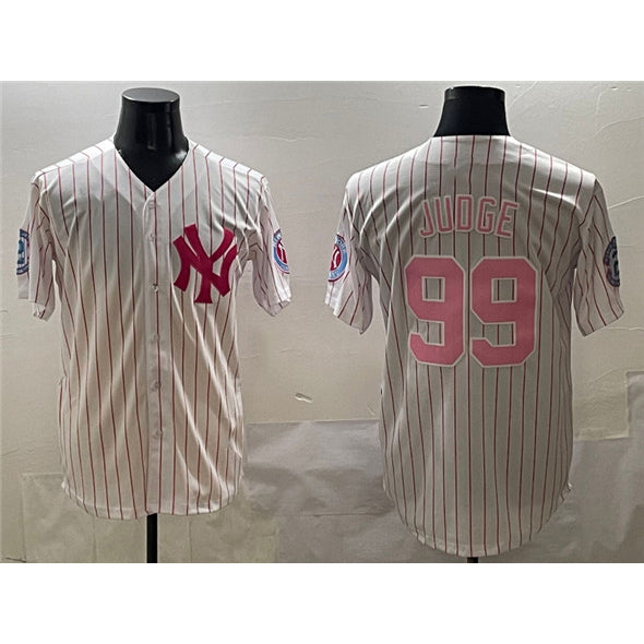 New York Yankees #99 Aaron Judge Pink CONTON With Patch Limited Stitched Jersey