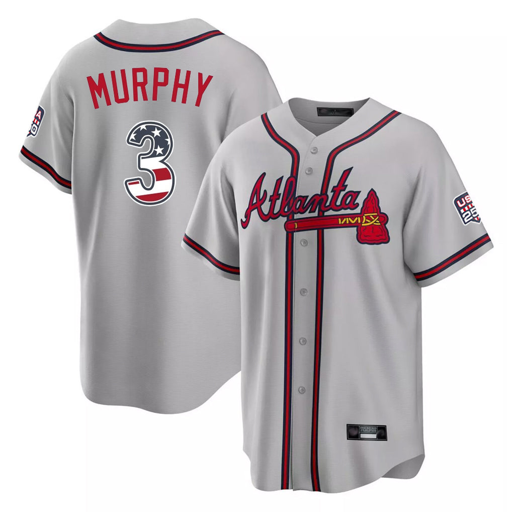 Atlanta Braves #3 Dale Murphy Player Gray CONTON USA 250 Fourth Of July Limited Home Game Stitched Jerseys