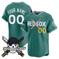 Custom Boston Red Sox x One Piece Green CONTON Zoro Patch Vapor Premier Limited Jersey - Stitched