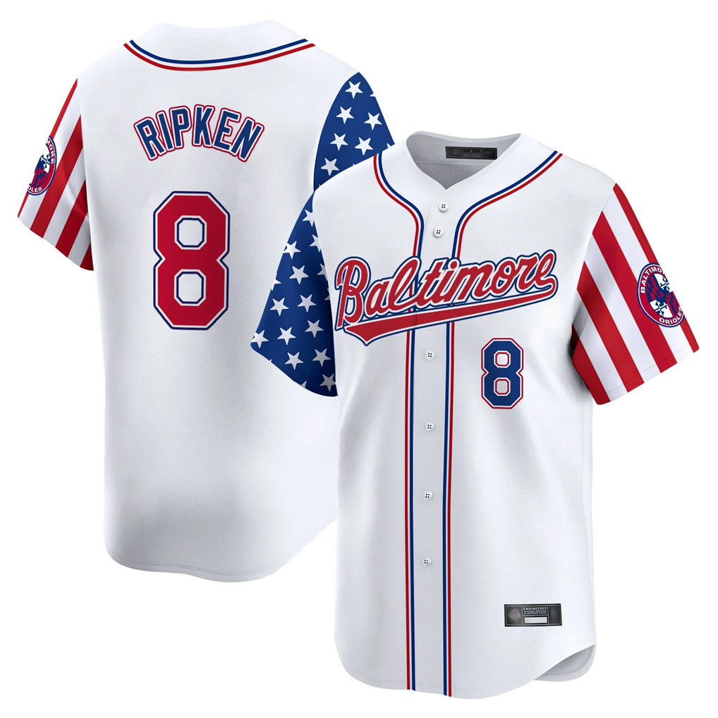 Baltimore Orioles #8 Cal Ripken Player White CONTON Independence Day Vapor Premier Limited Home Game Stitched Jerseys