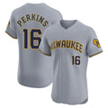 Milwaukee Brewers #16 Blake Perkins Player Gray CONTON Home Limited Elite Stitched Jerseys