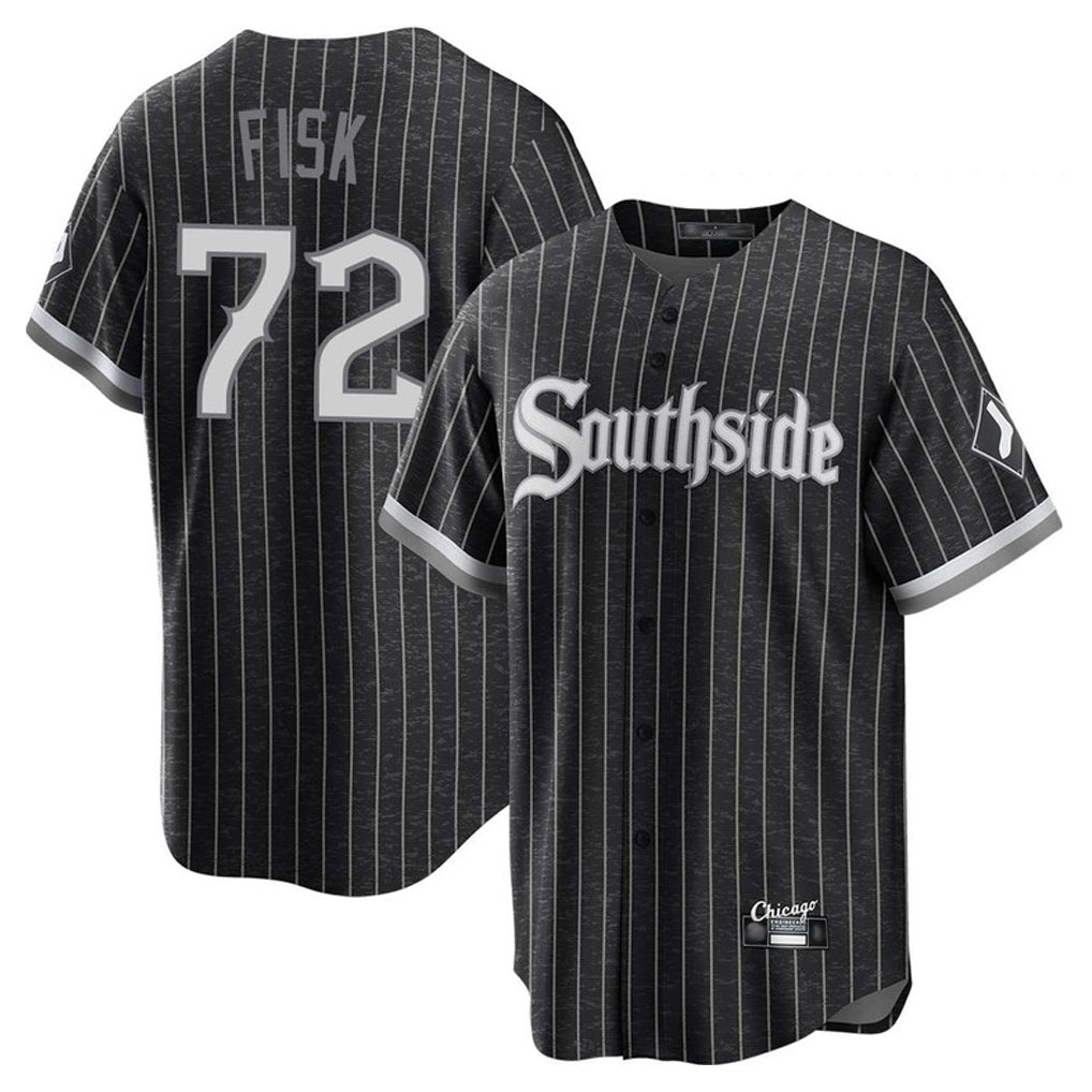Chicago White Sox #72 Carlton Fisk Player Black CONTON City Connect Home Game Stitched Jerseys