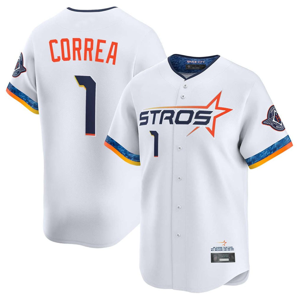 Houston Astros #1 Carlos Correa Player White CONTON City Connect Limited Home Stitched Jerseys