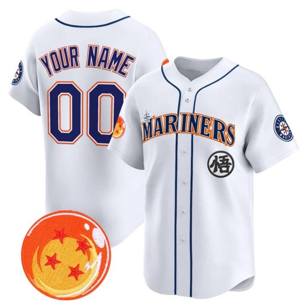 Custom Seattle Mariners x Dragon Ball White CONTON Vapor Premier Limited Jersey - All Stitched