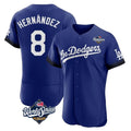 Los Angeles Dodgers #8 Enrique Hern¨¢ndez Player Royal CONTON World Series City Connect Elite Home Stitched Jerseys