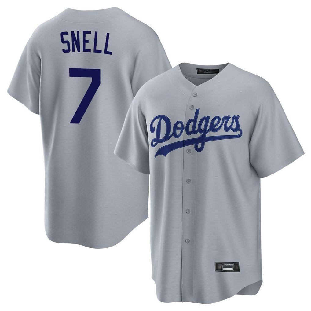 Los Angeles Dodgers #7 Blake Snell Player Gray CONTON Game Stitched Jerseys