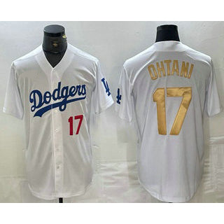 Los Angeles Dodgers #17 Shohei Ohtani Number White Gold CONTON Stitched Cool Base Jersey 2