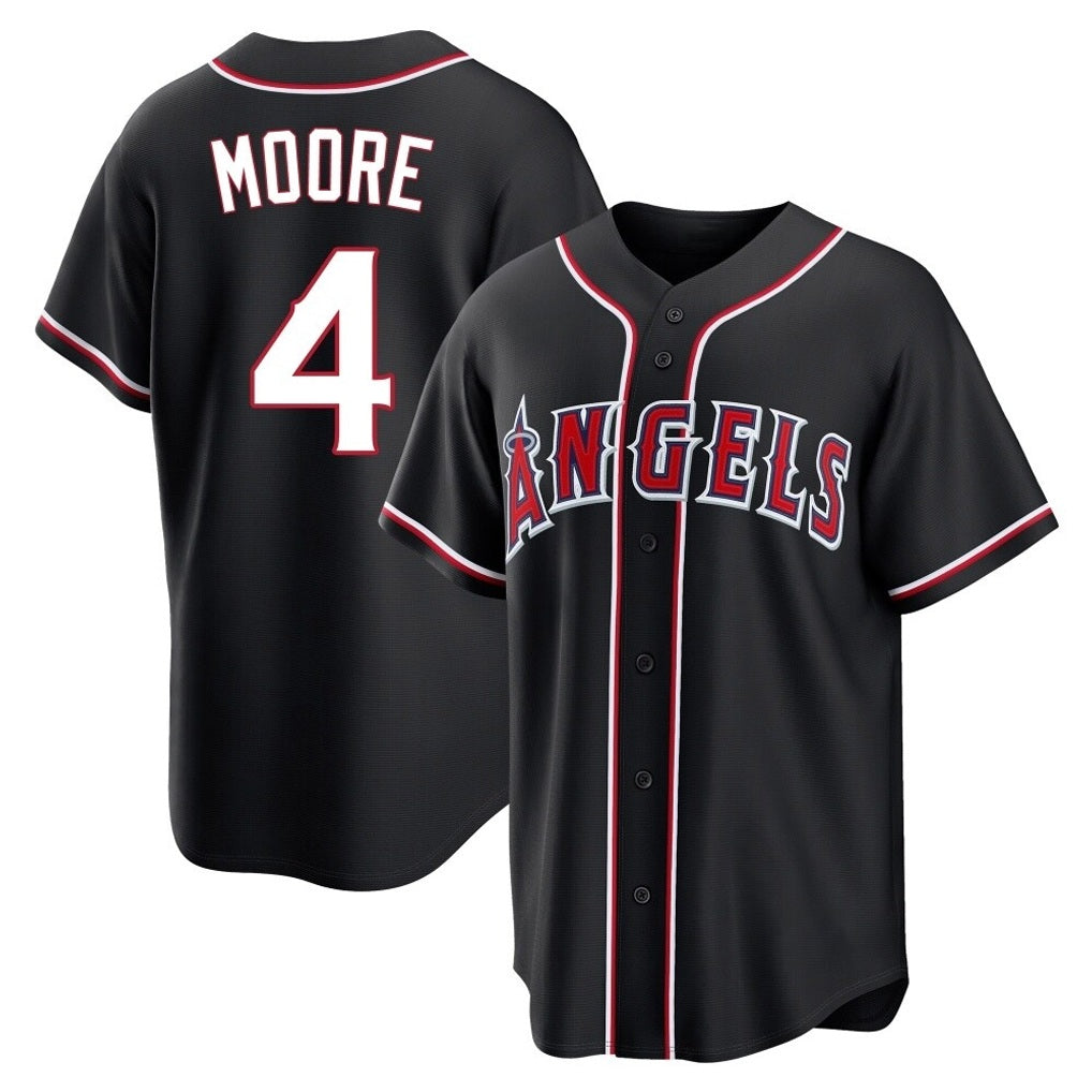 Los Angeles Angels #4 Christian Moore Player Black CONTON Fashion Out Home Game Stitched Jerseys