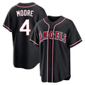 Los Angeles Angels #4 Christian Moore Player Black CONTON Fashion Out Home Game Stitched Jerseys