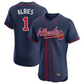 Atlanta Braves #1 Ozzie Albies Player Navy CONTON Limited Elite Home Game Stitched Jerseys