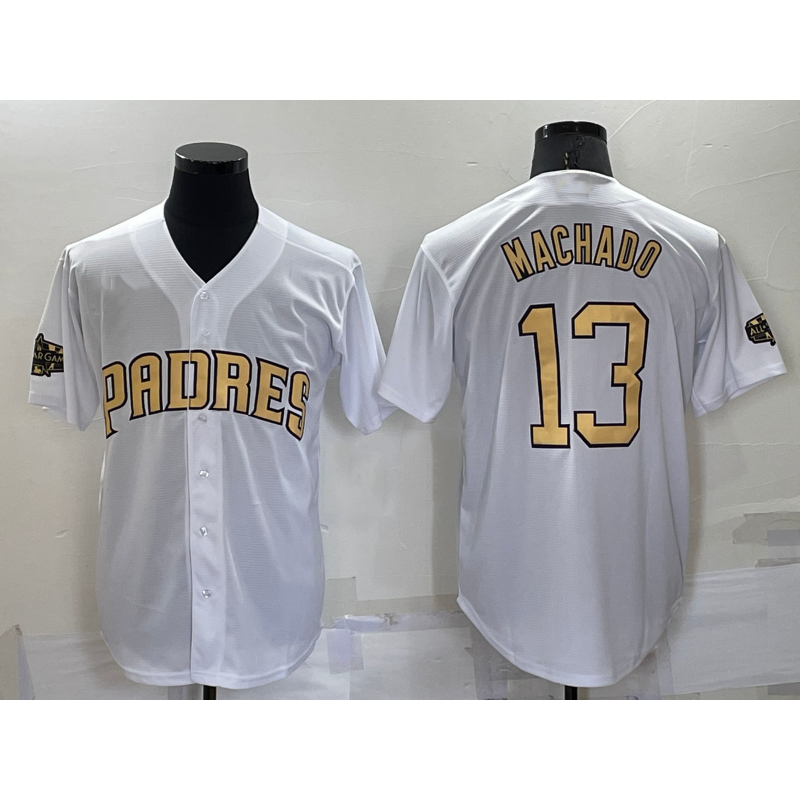 San Diego Padres #13 Manny Machado White CONTON 2022 All Star Stitched Cool Base Jersey