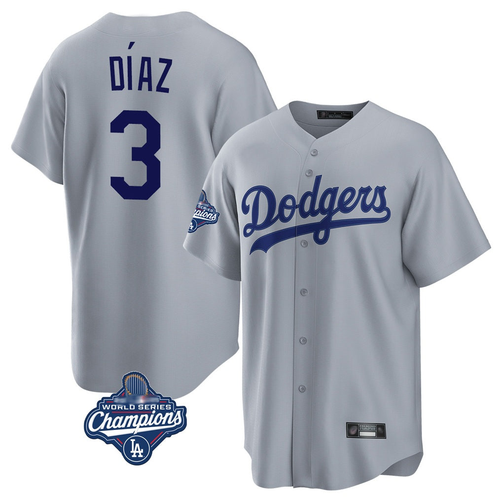 Los Angeles Dodgers #3 Edwin D¨ªaz Player Gray CONTON World Series Meet Game Stitched Jerseys