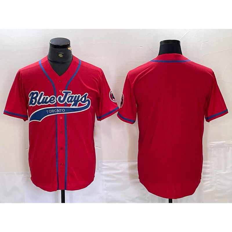 Toronto Blue Jays Blank Red CONTON Cool Base Stitched Jersey