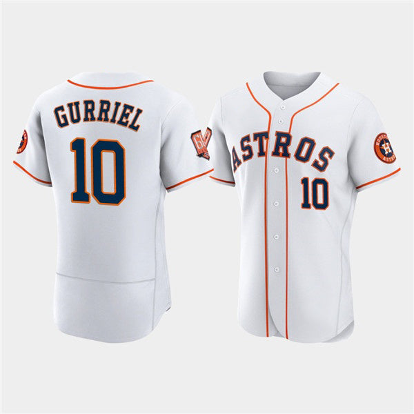 Houston Astros #10 Yuli Gurriel White CONTON 60th Anniversary Flex Base Stitched Jersey