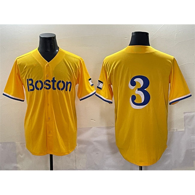 Boston Red Sox #3 Ceddanne Rafaela Gold CONTON City Connect Stitched Jersey