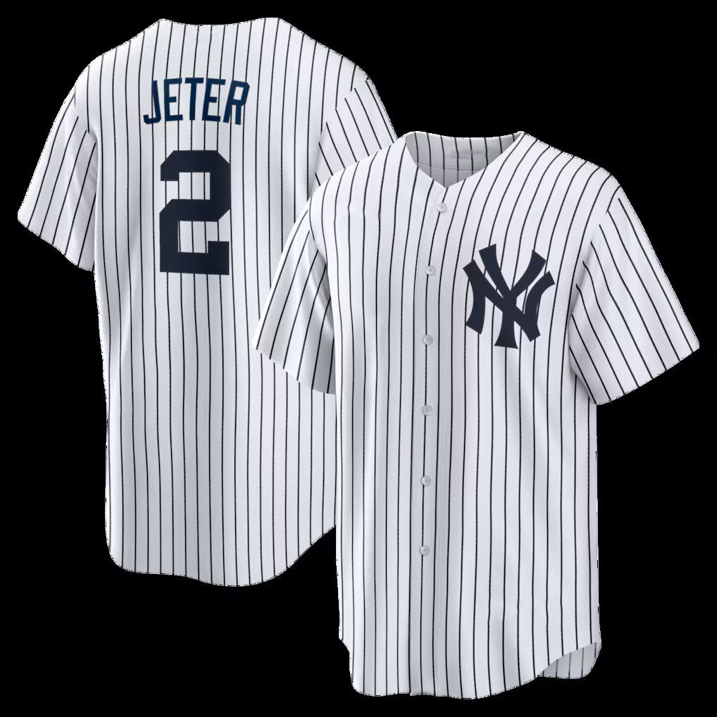 New York Yankees #2 Derek Jeter White CONTON Home Retired Player Replica Jersey
