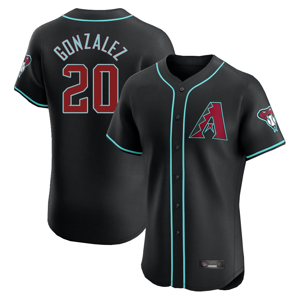 Arizona Diamondbacks #20 Luis Gonzalez Player Black CONTON Limited Elite Home Game Stitched Jerseys