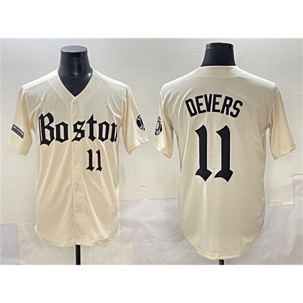 Boston Red Sox #11 Rafael Devers Cream CONTON Gothic Vapor Limited Stitched Jersey