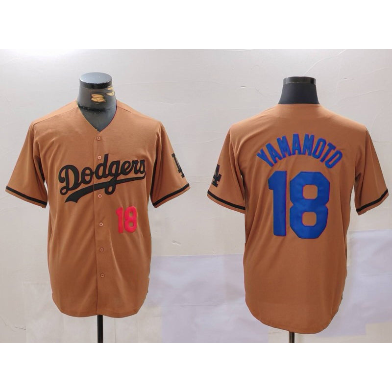 Los Angeles Dodgers #18 Yoshinobu Yamamoto Number Olive CONTON Cool Base Limited Stitched Jersey 2
