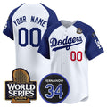 Custom Los Angeles Dodgers ACTIVE PLAYER White Royal CONTON 2024 World Series With Fernando Memorial Patch Limited Stitched Jersey
