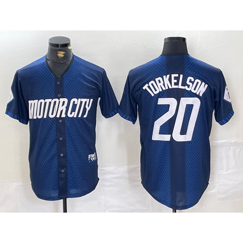 Detroit Tigers #20 Spencer Torkelson 2024 Navy CONTON City Connect Cool Base Limited Stitched Jersey
