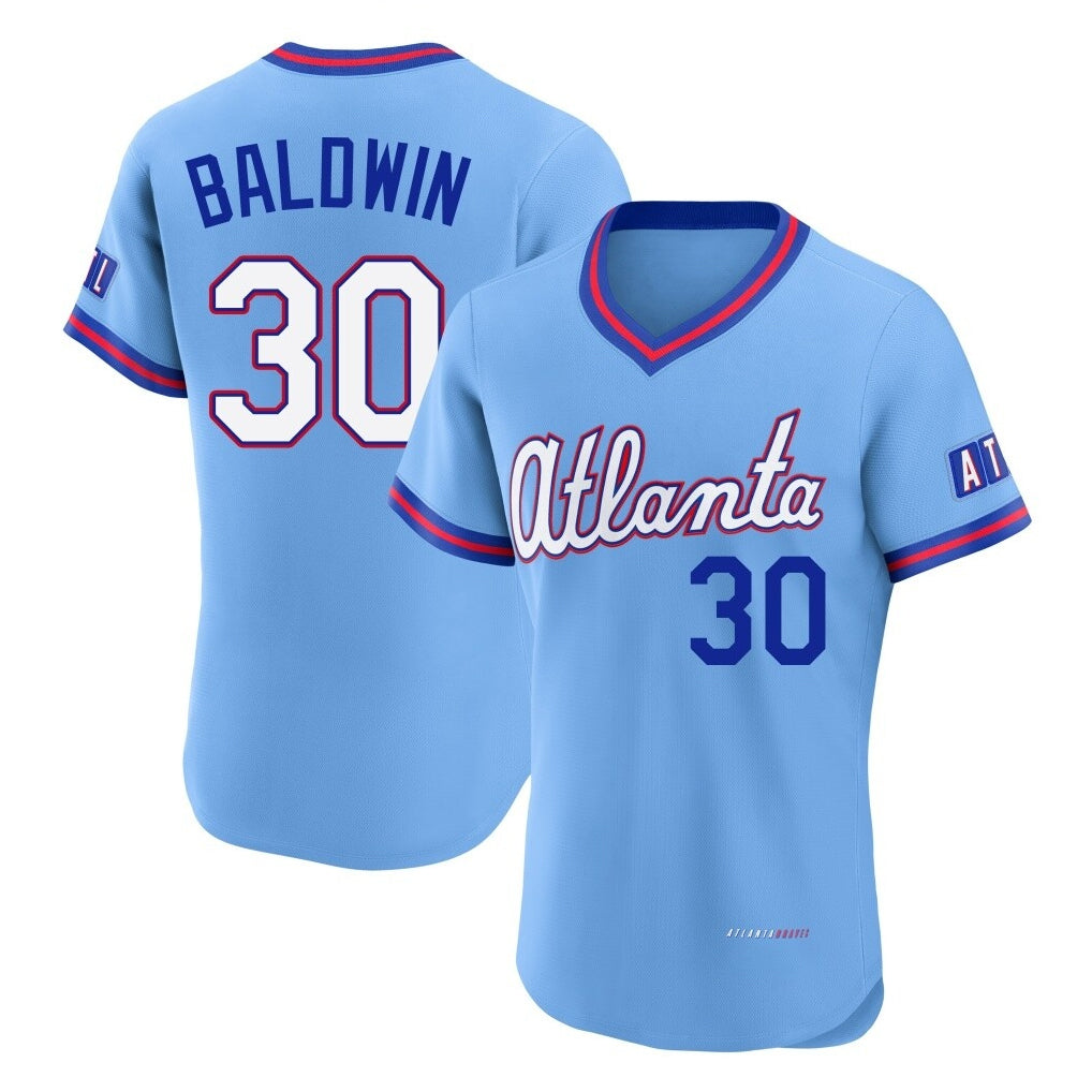 Atlanta Braves #30 Drake Baldwin Player Powder Blue CONTON 2026 City Connect T-shirt Limited Elite Home Game Stitched Jerseys