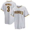 San Diego Padres #3 Jackson Merrill White CONTON Home Replica Jersey