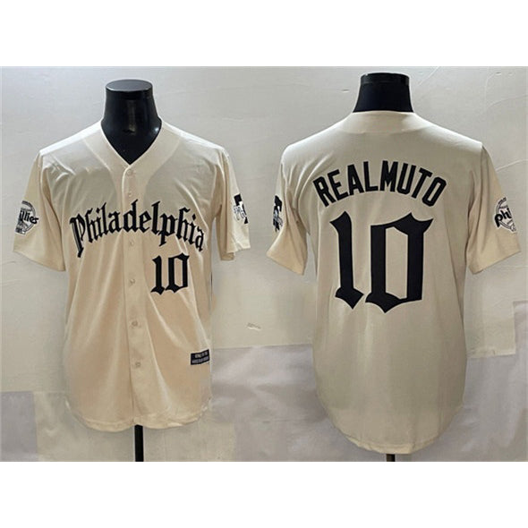 Philadelphia Phillies #10 J.T. Realmuto Cream CONTON Gothic Vapor Limited Stitched Jersey