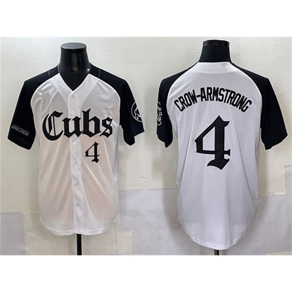 Chicago Cubs #4 Pete Crow-Armstrong White CONTON Black 'Gothic North Side Edition' Vapor Premier Limited Stitched Jersey