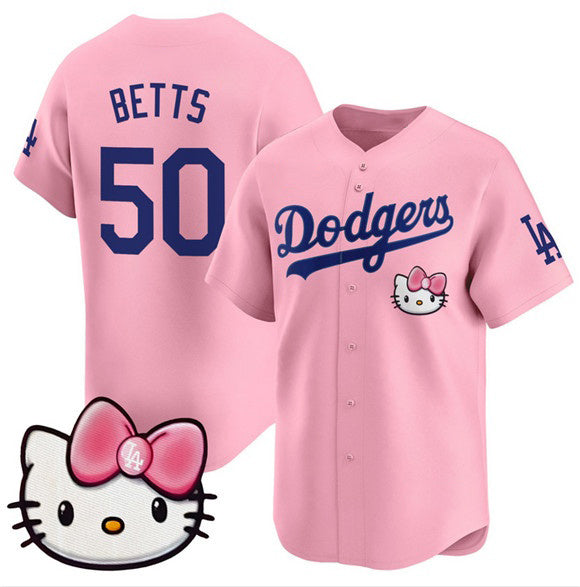 Los Angeles Dodgers #50 Mookie Betts Pink CONTON 2025 Hello Kitty Vapor Limited Stitched Jersey