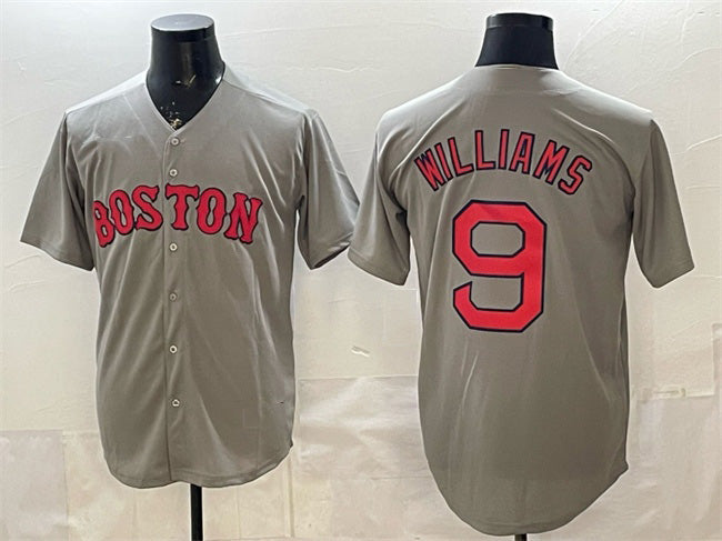 Boston Red Sox #9 Ted Williams Grey CONTON Cool Base Stitched Jersey
