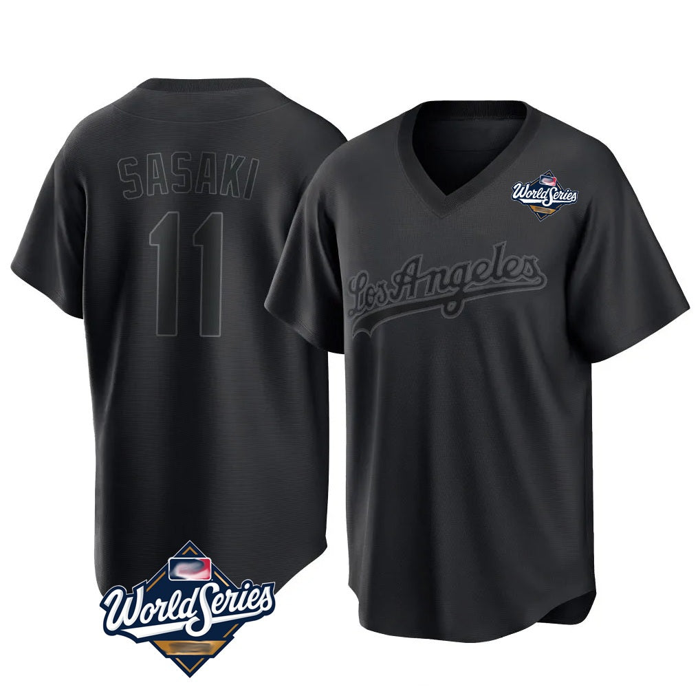 Los Angeles Dodgers #11 Roki Sasaki Player Black CONTON World Series Pitch Fashion T-shirt Stitched Jerseys
