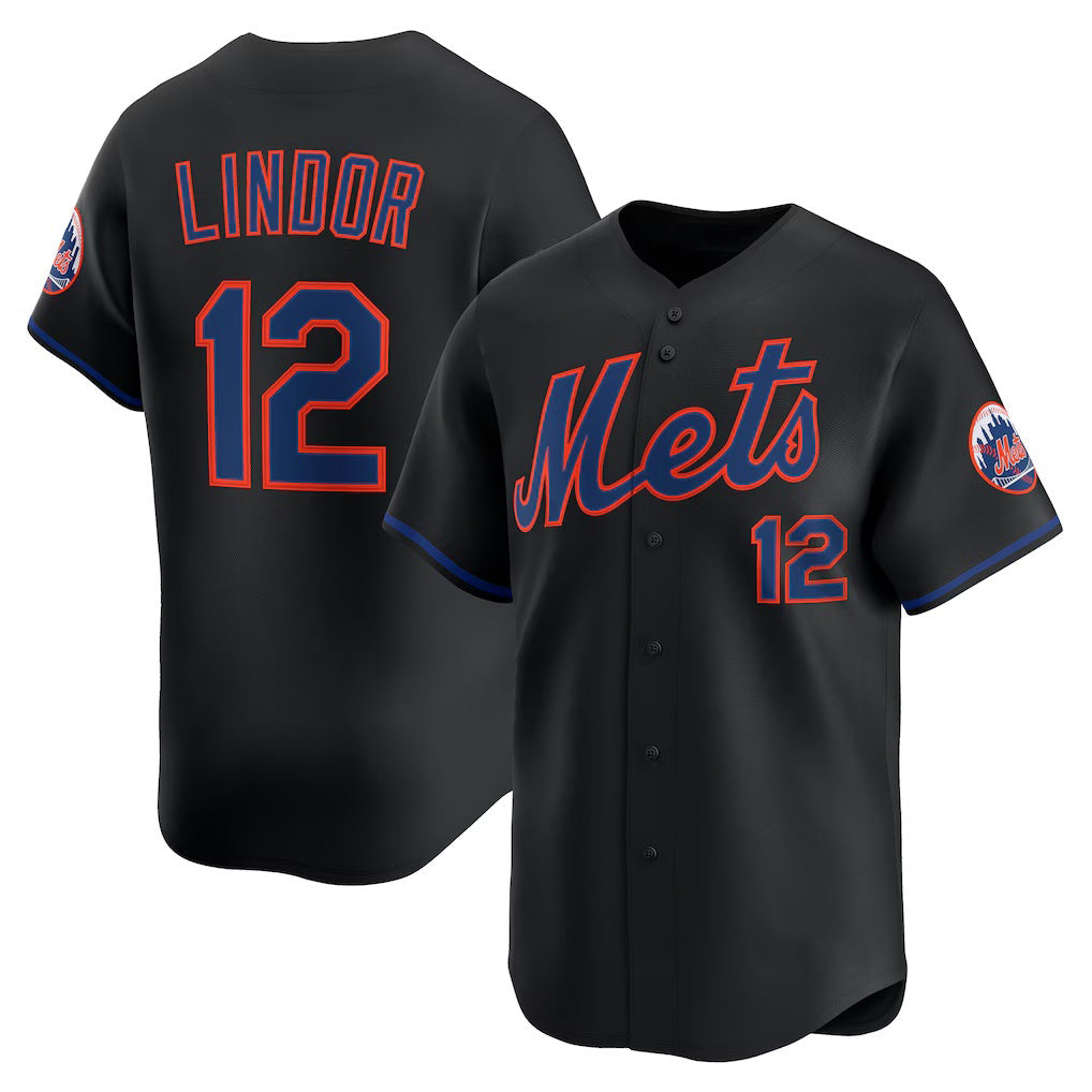 New York Mets #12 Francisco Lindor Black CONTON Alternate Limited Jersey