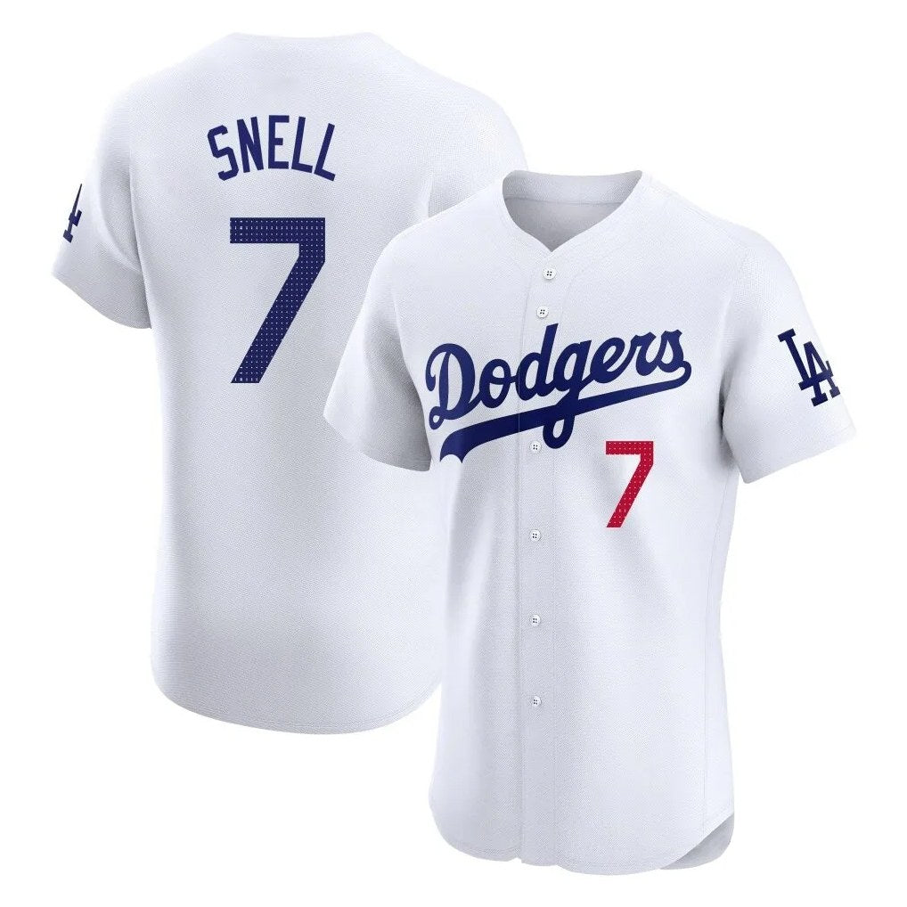 Los Angeles Dodgers #7 Blake Snell Player White CONTON Limited Elite Home Stitched Jerseys