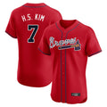 Atlanta Braves #7 Ha-Seong Kim Player Red CONTON Limited Elite Home Game Stitched Jerseys