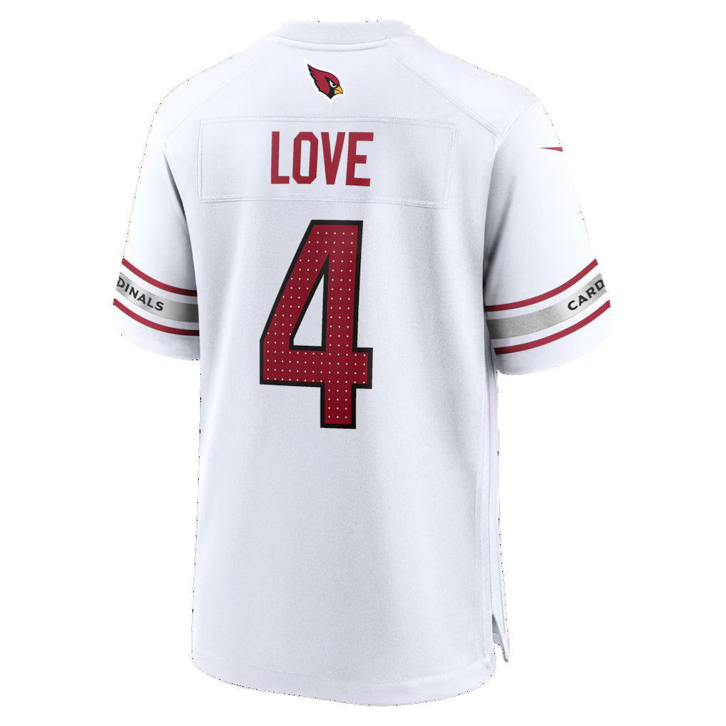 A.Cardinals #4 Jeremiyah Love White CONTON Game Player Jersey
