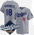 Los Angeles Dodgers #18 Yoshinobu Yamamoto Gray CONTON 2025 World Series Limited Stitched Jersey