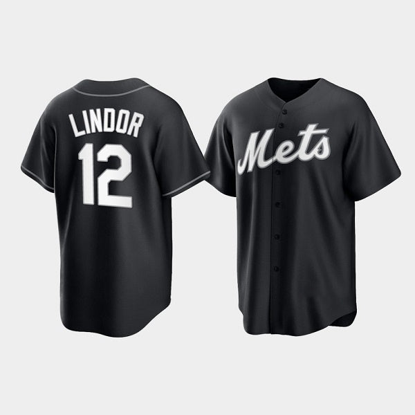 New York Mets #12 Francisco Lindor Black CONTON Cool Base Stitched Jersey