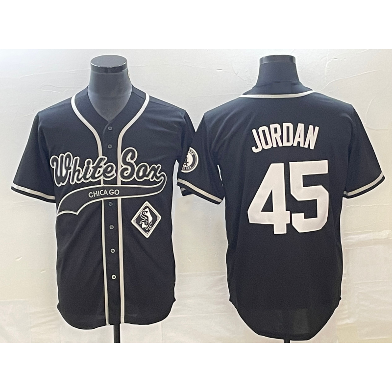Chicago White Sox #45 Michael Jordan Black CONTON Cool Base Stitched Jersey