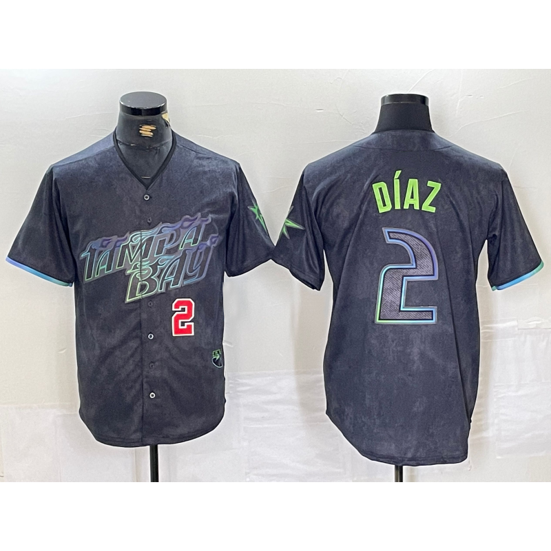 Tampa Bay Rays #2 Yandy Diaz Number Charcoal CONTON 2024 City Connect Limited Stitched Jerseys