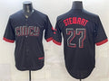 Cincinnati Reds #27 Sal Stewart Black CONTON City Connect Cool Base Stitched Jersey