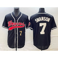 Atlanta Braves #7 Dansby Swanson Number Black CONTON Cool Base Stitched Jersey