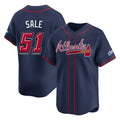 Atlanta Braves #51 Chris Sale Player Navy CONTON 2025 Speedway Classic Home Game Stitched Jerseys